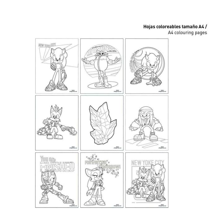 Set de papelería coloreable sonic prime 4 Set de papelería coloreable sonic prime 4