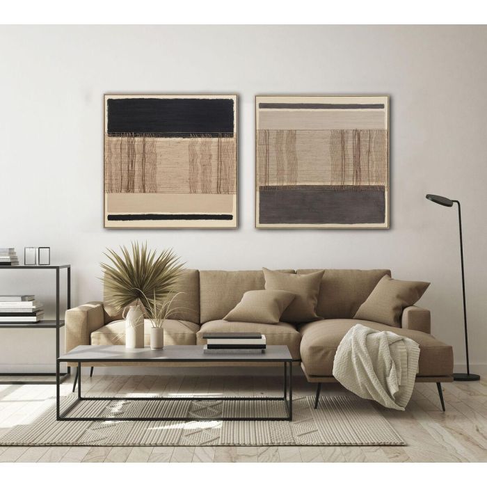 DKD Home Decor Cuadro Abstracto Marron Negro 4.5 x 102 x 102 cm (2 Unidades) Lienzo y PS 1