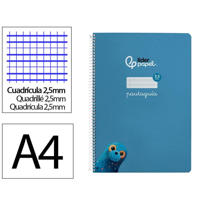 Cuaderno Espiral Liderpapel Din A4 Pautaguia Tapa Dura 80H 90 gr Cuadro Pautado 2,5 mm Color Azul 5 unidades