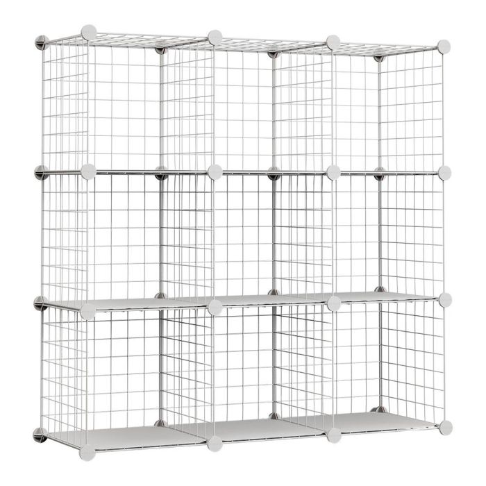 Newlux Estantería Modular Titan c9 Blanco Multifuncional Metálica 9 Módulos Carga Máxima 90 kg 94.5x94.5x31.5 cm