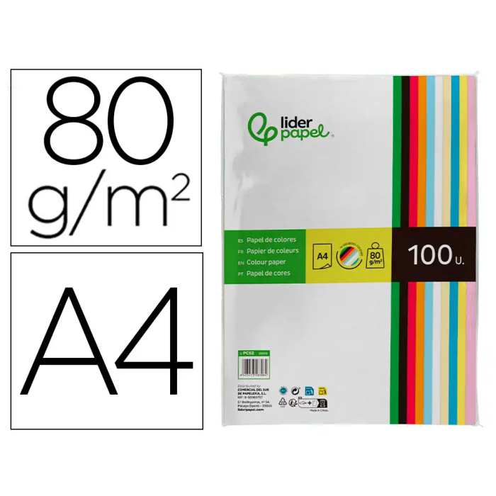 Liderpapel Papel Color A4 80gr Paquete 100 Hojas 10 Colores Surtidos 0 Liderpapel Papel Color A4 80gr Paquete 100 Hojas 10 Colores Surtidos 0