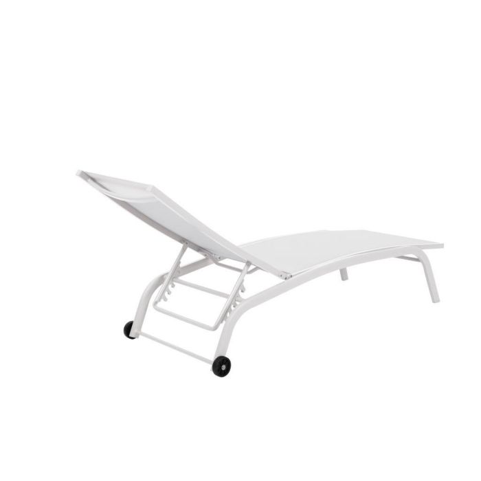 DKD Home Decor Tumbona Terraza Y Jardin Reclinable Con Ruedas Blanco 64 x 97 x 187.5 cm