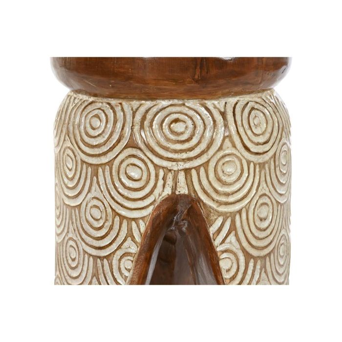 DKD Home Decor Mesita Auxiliar Balinesa de Albasia Natural y Blanco con Diseño de Círculos 29x29x49 cm 2 DKD Home Decor Mesita Auxiliar Balinesa de Albasia Natural y Blanco con Diseño de Círculos 29x29x49 cm 2