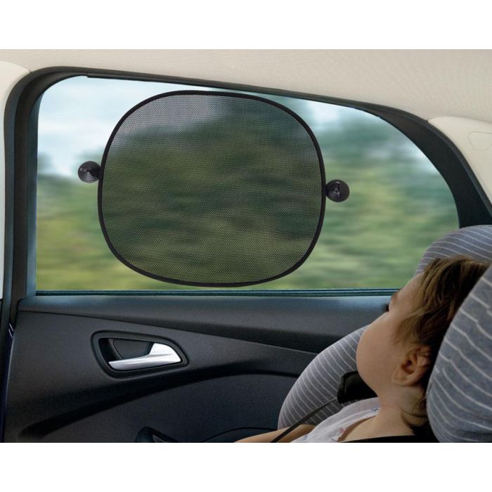 KioKids Parasol Coche Negro Protección Solar Bebé Sin Ventosa Plegable con Bolsita para Niños +0 Meses