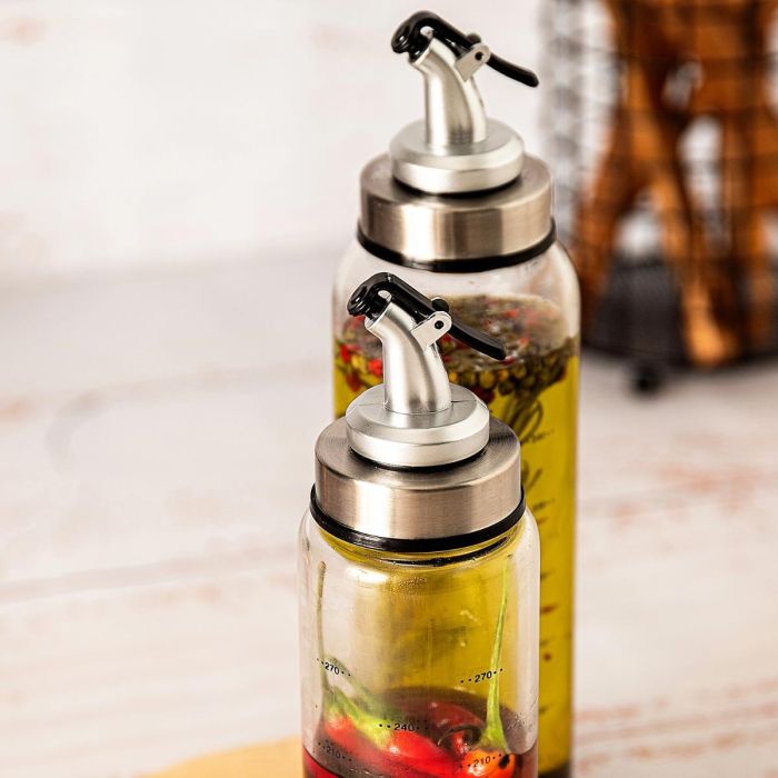 Quid Aceitera Vidrio Ébano 0,5 L, Transparente, con Tapón a Presión y Dosificador de Plástico, 100% Higiénica, Apto Lavavajillas 2 Quid Aceitera Vidrio Ébano 0,5 L, Transparente, con Tapón a Presión y Dosificador de Plástico, 100% Higiénica, Apto Lavavajillas 2