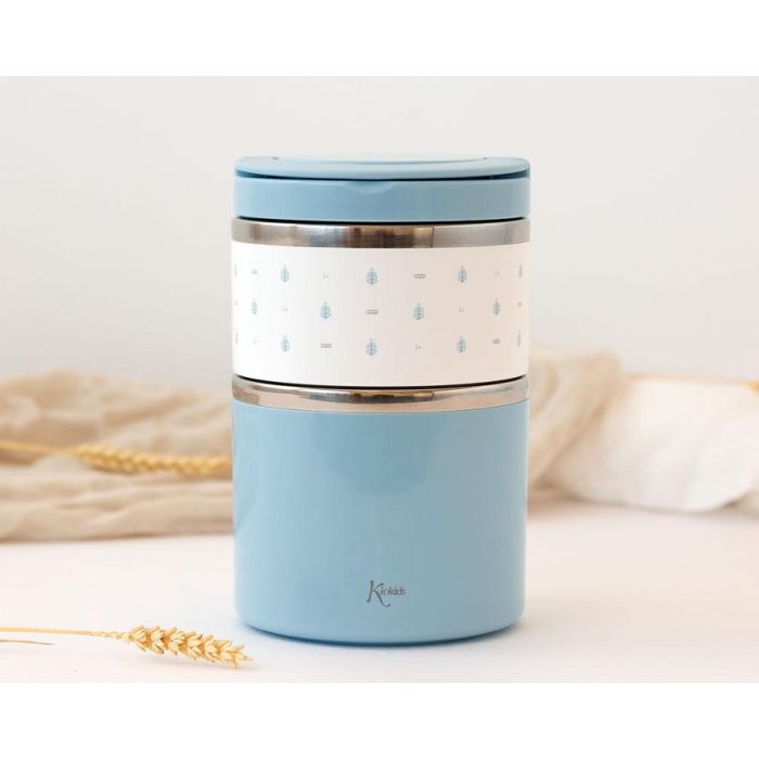 Kiokids Termo Alimentación 930 mL Acero Inoxidable Azul para Sólidos y Papillas Doble Compartimento