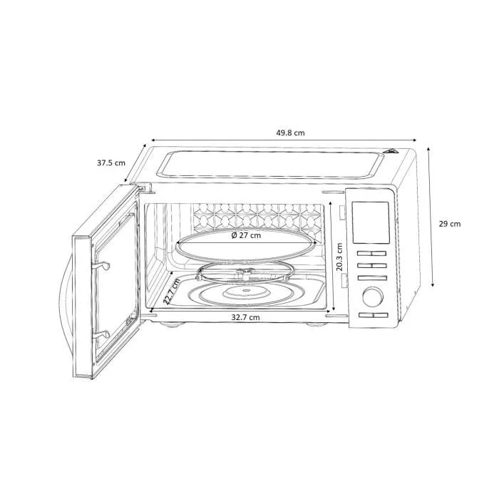 Continental Edison Microondas combinado Cemo25SG13S3 Plata 25 L 900W Grill 1000W Convección 1000W Puerta espejo 4