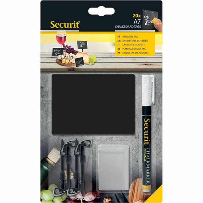 Pizarra Securit Con soporte Set 7,4 × 10,5 cm 20 Unidades Negro 3