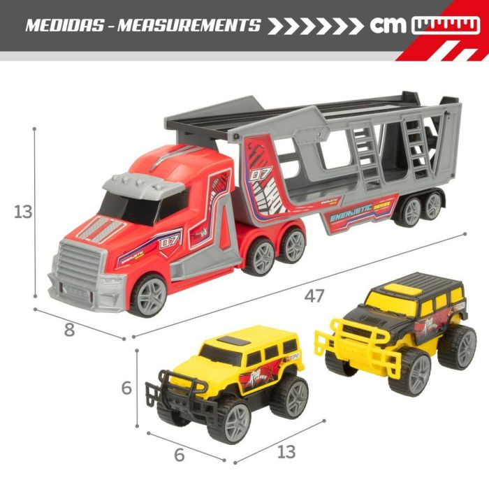 Camión Portavehículos Colorbaby 47 x 13 x 8 cm (4 Unidades) 3 Piezas De fricción 1 Camión Portavehículos Colorbaby 47 x 13 x 8 cm (4 Unidades) 3 Piezas De fricción 1