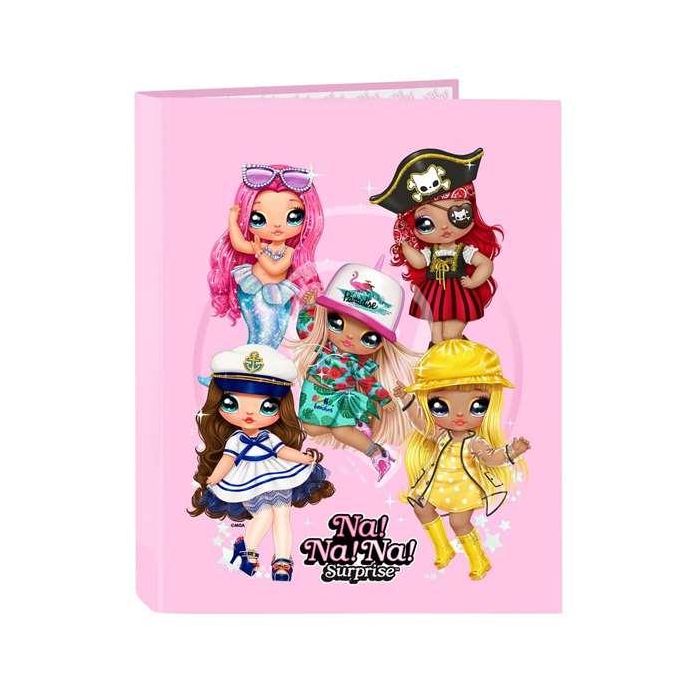 Safta Carpeta Folio 4 Ani.Mixtas Nanana "Sparkles" 26,5x33x4cm Poliéster 600D con Lentejuelas Rosa Claro