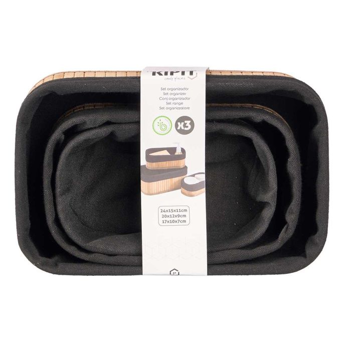 Set 3 Organizadores Bambu Negro 3 Tamaños Kipit 24x11x15cm (12 Unidades) 2 Set 3 Organizadores Bambu Negro 3 Tamaños Kipit 24x11x15cm (12 Unidades) 2