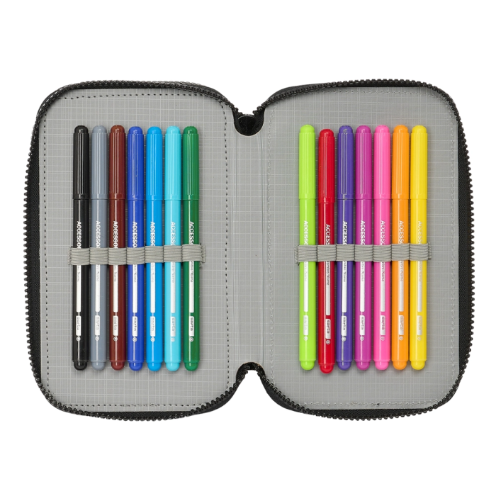 Plumier Triple Teenage Mutant Ninja Turtles Negro Gris 12,5 x 19,5 x 5,5 cm 36 Piezas 5