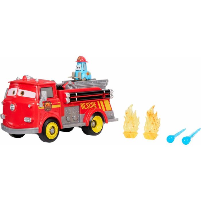 Mattel Jfl54 Cars Disney Pixar, Camión de Bomberos Rojo con Guido - Vehículo de juguete de rescate a toda máquina en Radiador Springs 6