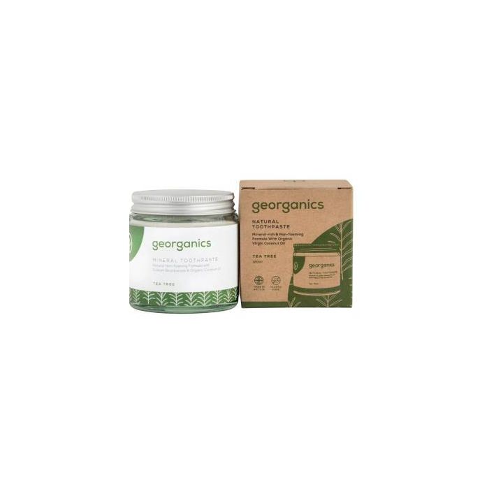 GEORGANICS Dentífrico Mineral Árbol de Té Crema 120 ml - Blanqueador, Sin Flúor, Ecológico y Vegano