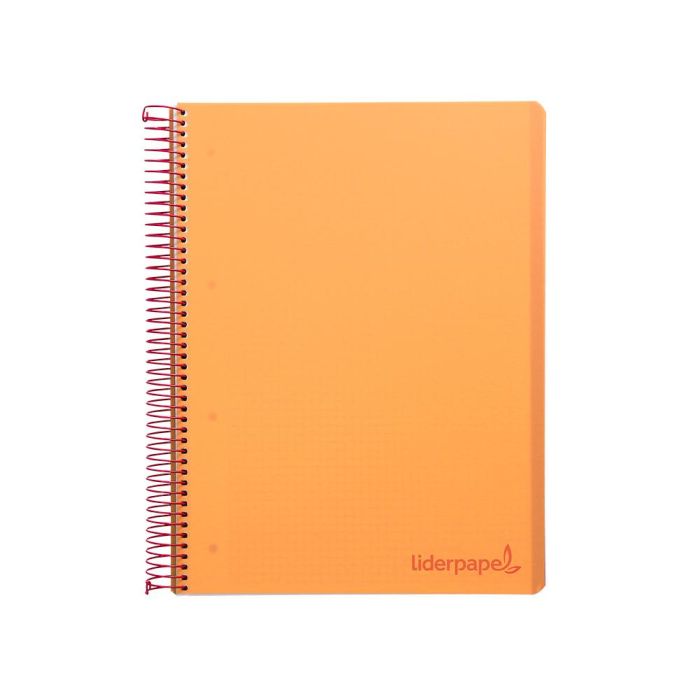 Cuaderno Espiral Liderpapel A5 Micro Wonder Tapa Plastico 120H 90 gr Cuadro 5 mm 5 Bandas 6 Taladros Color Naranja 2