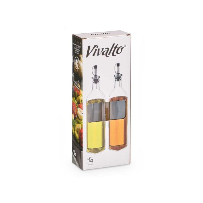 Vivalto Set Aceitera Vinagrera Cristal 500ml 12x31x6cm Transparente (Set de 12) 1