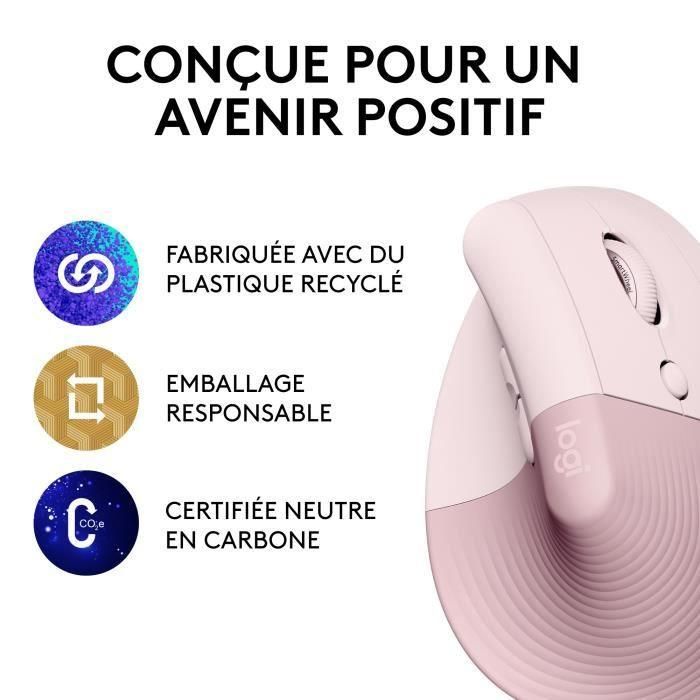 Ratón Logitech Lift Rosa Rose 4