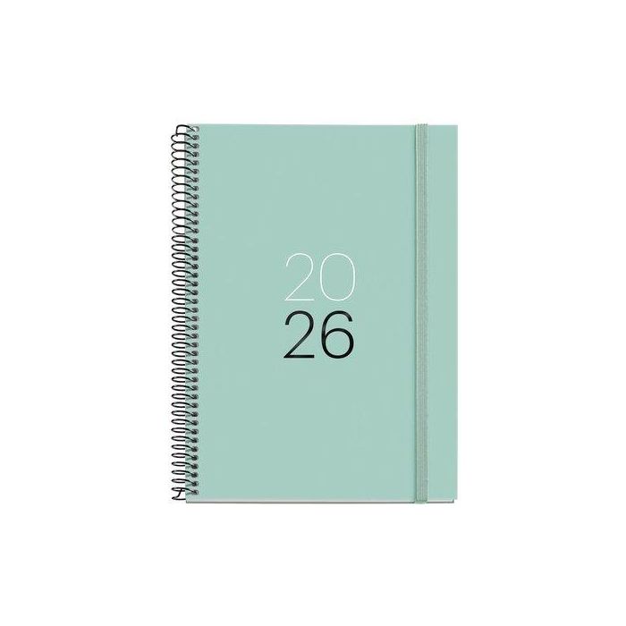 Agenda Anual (2026) Miquelrius Basic Calm Espiral Tapa Extra Con Goma Plus 155X213 S/V Aqua