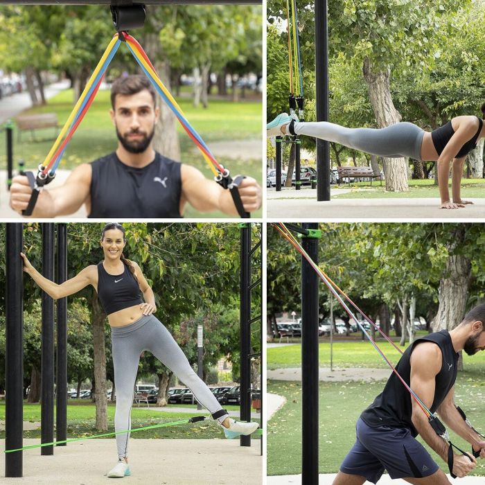 Set de Bandas de Resistencia con Accesorios y Guía de Ejercicios Rebainer InnovaGoods 5 Unidades 7