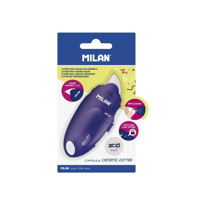 Milán Cúter de hoja cerámica reemplazable, bloqueo de seguridad, colores surtidos (rosa, amarillo, negro)