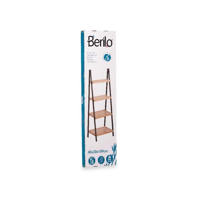Estantería Escalera 4 Estantes Bambú Negro Berilo 40x109x30 cm 2 Estantería Escalera 4 Estantes Bambú Negro Berilo 40x109x30 cm 2