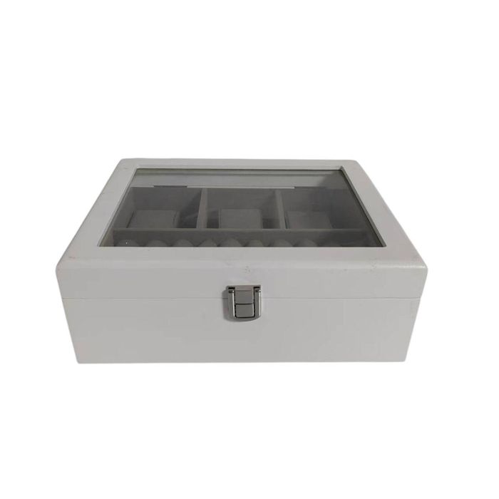 DKD Home Decor Joyero Tradicional de MDF Blanco y Gris 22 x 19 x 7.5 cm 1