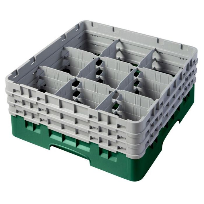 CAMBRO - 9S638-163 - Cesta de lavado 9 comp. 3 alturas - 14,8 cm Ø máx. - alt. máx. 17,6 cm - 50 x 50 x 22,5 cm - Rojo