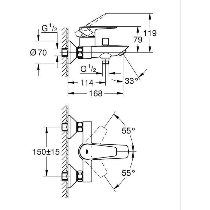 Grohe Mezclador monomando de baño/ducha 5 Grohe Mezclador monomando de baño/ducha 5