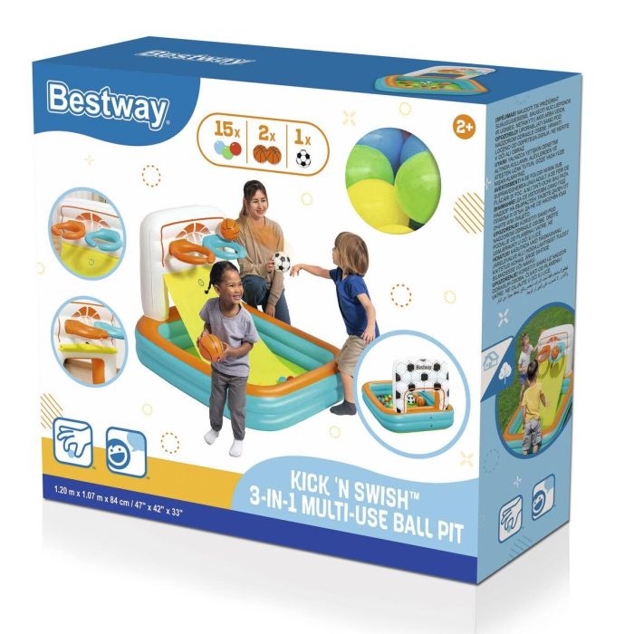 Bestway Piscina Hinchable Infantil Juegos Canastas con Pelotas y Bolas 120x107x84 cm +2 Años Jardin 52728 1