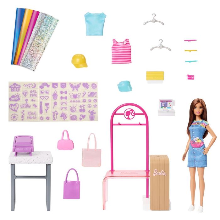 Barbie HKT78 Muñeca Diseña y Vende Tienda de Ropa para Jóvenes Diseñadores de Moda + 1