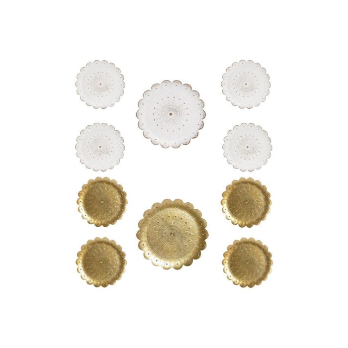 Decoracion Pared Moderno DKD Home Decor Blanco Dorado 2 x 35 x 35 cm Set de 5 (2 Unidades) 1
