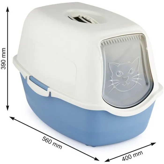 Rotho Mypet Arenero Ecológico Bailey Blanco Azul Cielo con Filtro Carbón Activo para Privacidad y Control de Olores 2