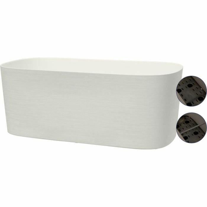 Jardinera con reserva de agua - GARDEN ID Respect - Blanco 50 x 17 cm - 100% residuos domésticos - 100% reciclable - Superficie estructurada. 2 Jardinera con reserva de agua - GARDEN ID Respect - Blanco 50 x 17 cm - 100% residuos domésticos - 100% reciclable - Superficie estructurada. 2
