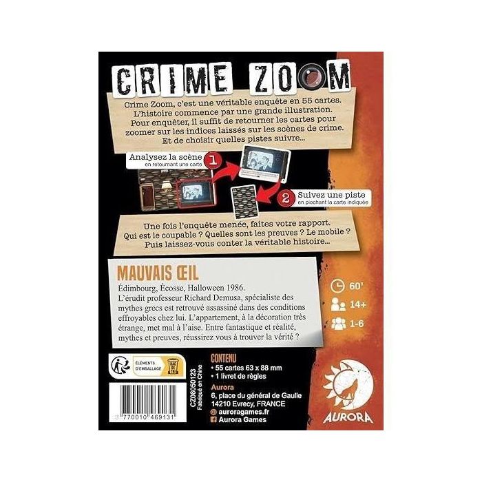 Asmodee ASM3770010469131 Crime Zoom: Evil Eye - Juego de investigación para 14+ años - Duración 30-60 minutos 1