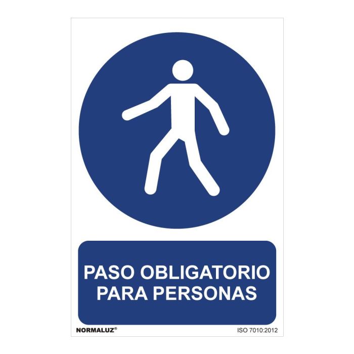 Normaluz Cartel "Paso obligatorio para personas" PVC 0,7mm 30x40cm - Rótulos de obligaciones