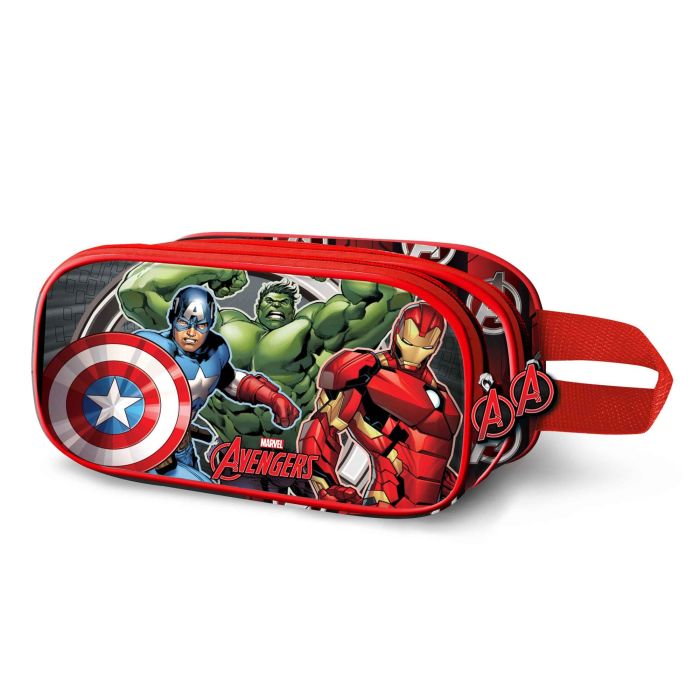 Estuche Portatodo 3D Doble Almighty Marvel Los Vengadores Rojo