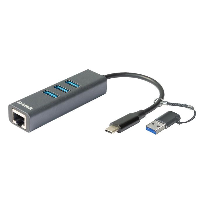 D-Link Hub USB Tipo C, 3 Puertos USB 3.2 Gen 1, Puerto Gigabit Ethernet RJ-45, Plug and Play, Gris D-Link Hub USB Tipo C, 3 Puertos USB 3.2 Gen 1, Puerto Gigabit Ethernet RJ-45, Plug and Play, Gris