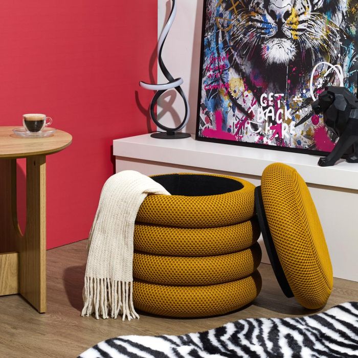 Home Deco Factory Puf Almacenaje Atom Mostaza d.37 cm h.42 cm 1