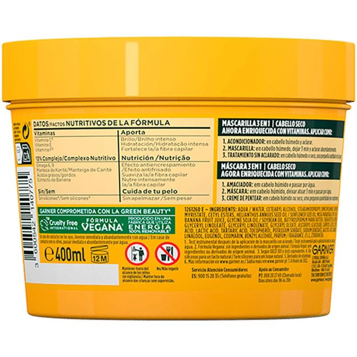 Garnier Fructis Hair Food Mascarilla Ultra Nutritiva Banana 390 ml Cabello Seco 1
