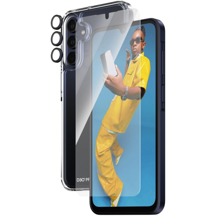 PanzerGlass Protector 3-en-1 Samsung Galaxy A15 5G - Cristal Templado, Funda y Protector de Lente de Cámara