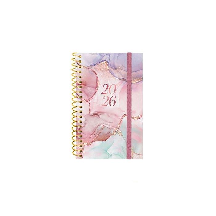 Finocam E3-79x127 mm Agenda Espiral Design Collection Goldy 2026 Tapa PP, Goma Elástica, Mini