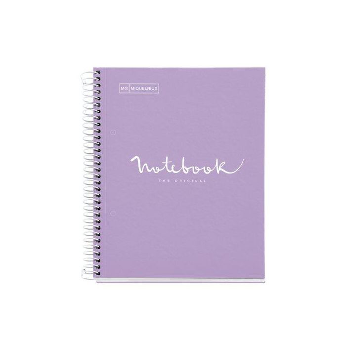 Bloc Miquelrius Emotions Notebook 1 Micro.Tapa Extra A5 80H 90G Cuadric.5X5 Lavanda (Set de 5)