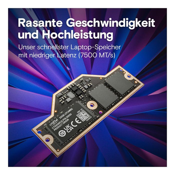 Crucial CT64G75C2LP5X 64GB LPDDR5X 7500MT/s Memoria RAM LPCAMM2 (1x64GB) para Portátil, Negro