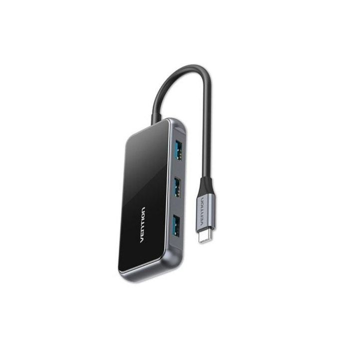 Vention TFDHB Hub USB-C Estación Acoplamiento 5 en 1, 4 Puertos USB 3.0 (5Gbps), 1x USB-C PD 87W Carga Rápida, Gris 1