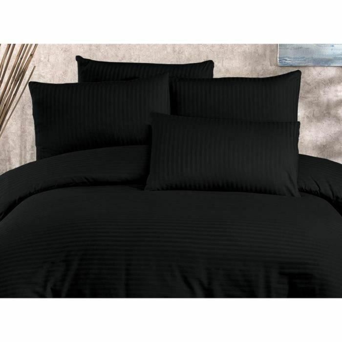 Juego de Cama 220x240 cm con 2 Fundas de Almohada 60x60 cm 70% Poliéster 30% Algodón Negro ASI8683743939176 2
