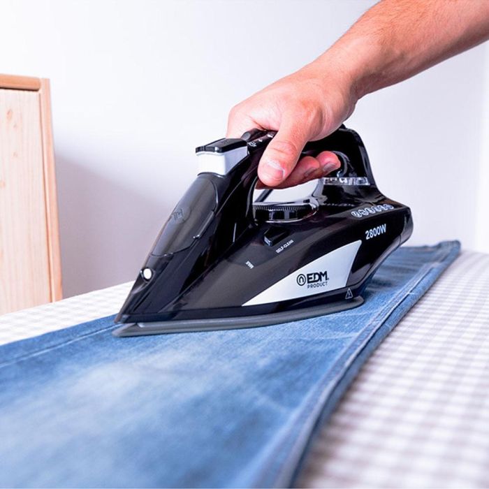 Edm Plancha de Vapor 2800W Grande Antracita con Base Antiadherente Depósito 400ml Vapor Continuo 20g/min Golpe Vapor 160g/min Medidas 30x12.6x16cm 6