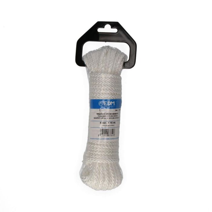 Edm Cuerda trenzada nylon blanco granate, 6 mm x 15 m 1 Edm Cuerda trenzada nylon blanco granate, 6 mm x 15 m 1
