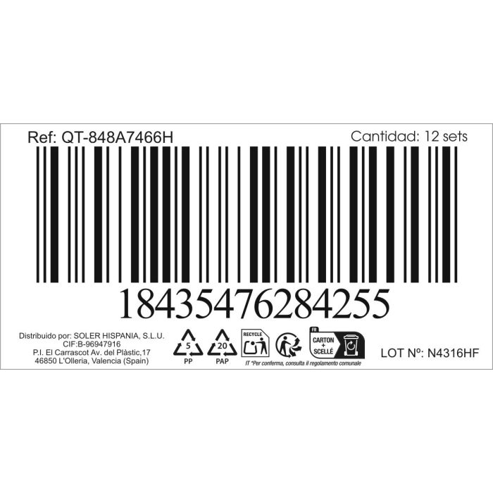 Set de 6 Cucharas de Té Antartica 1.5mm - Inde (12 Cajas) 1 Set de 6 Cucharas de Té Antartica 1.5mm - Inde (12 Cajas) 1
