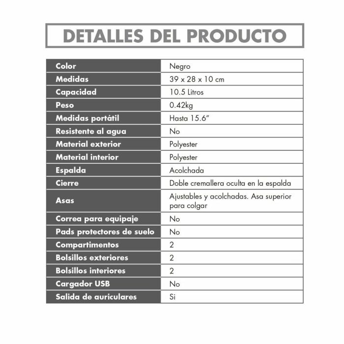 Mochila para Portátil Silver Electronics 111721540199 Azul Negro 16" 10