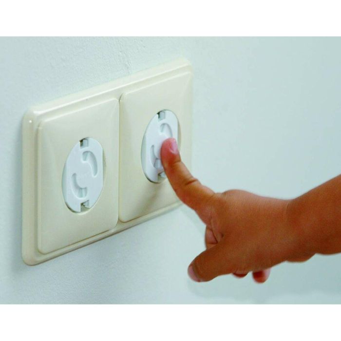 Safety 1St Tapas Giratorias para Enchufes Estandarizados 2 Postes - Protección Infantil Bebés Desde el Nacimiento - Pack 8 Blancas 1